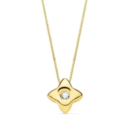 Gargantilla Oro 18k mujer 42 cm.colgante estrella 5.5 mm. diamante ce
