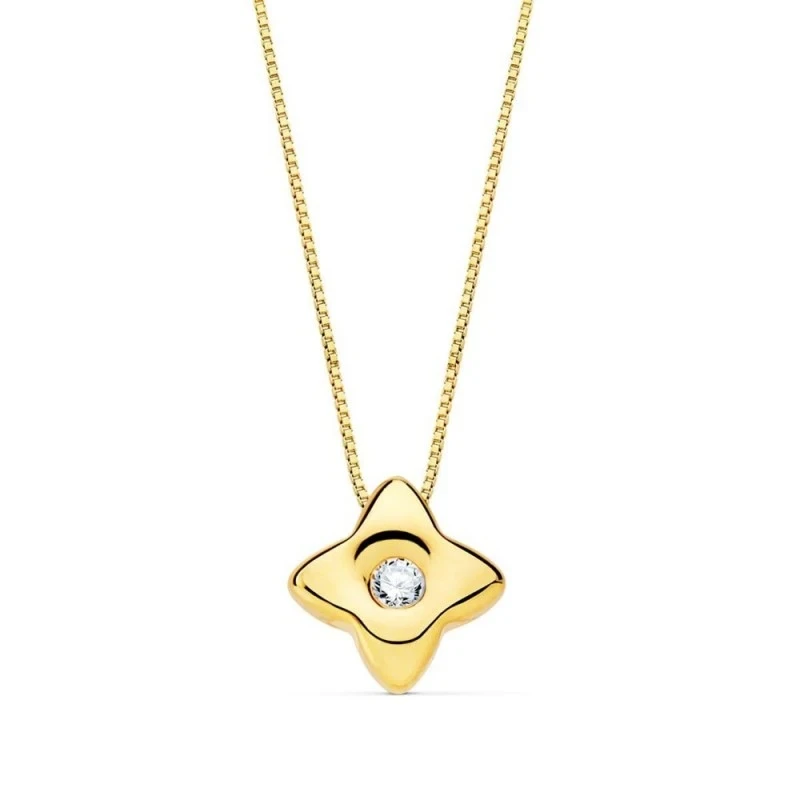 Gargantilla Oro 18k mujer 42 cm.colgante estrella 5.5 mm. diamante ce