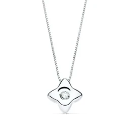 Gargantilla Oro Blanco 18k mujer 42 cm.colgante estrella 5.5 mm. diam
