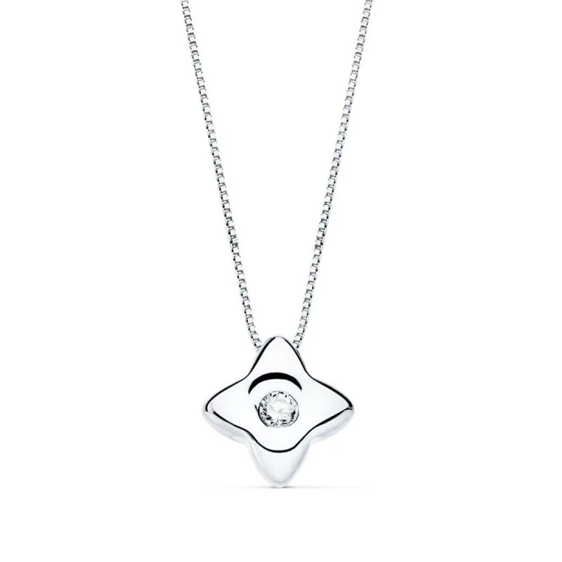 Gargantilla Oro Blanco 18k mujer 42 cm.colgante estrella 5.5 mm. diam