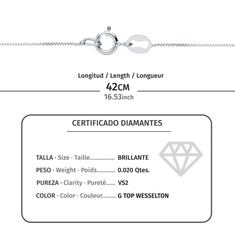 Gargantilla Oro Blanco 18k mujer 42 cm.colgante estrella 5.5 mm. diam