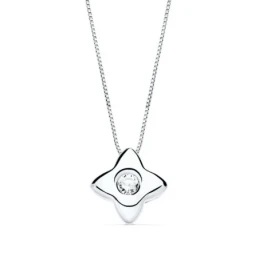 Gargantilla Oro Blanco 18k mujer 42 cm.colgante estrella diamante cen