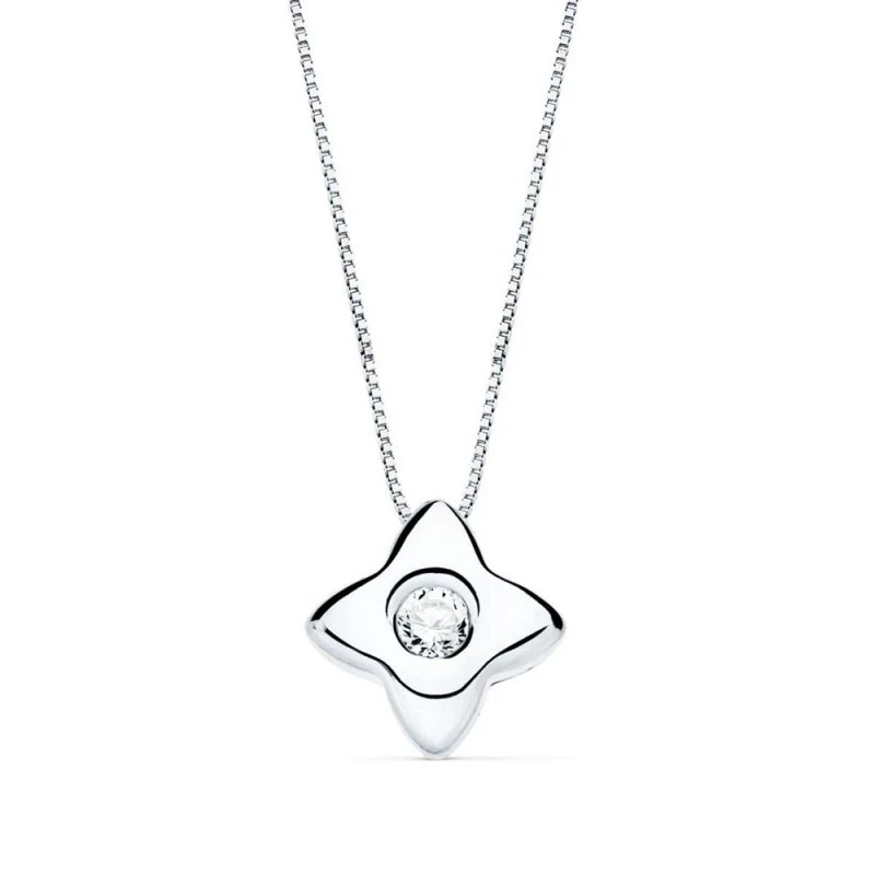 Gargantilla Oro Blanco 18k mujer 42 cm.colgante estrella diamante cen