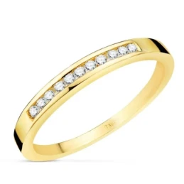 Sortija Oro 18k lisa combinada centro 11 diamantes 0.013ct.