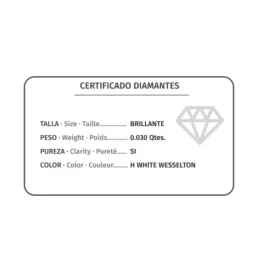 Sortija Oro 18k olivina 3 mm. redonda centro combinada 6 diamantes 0.