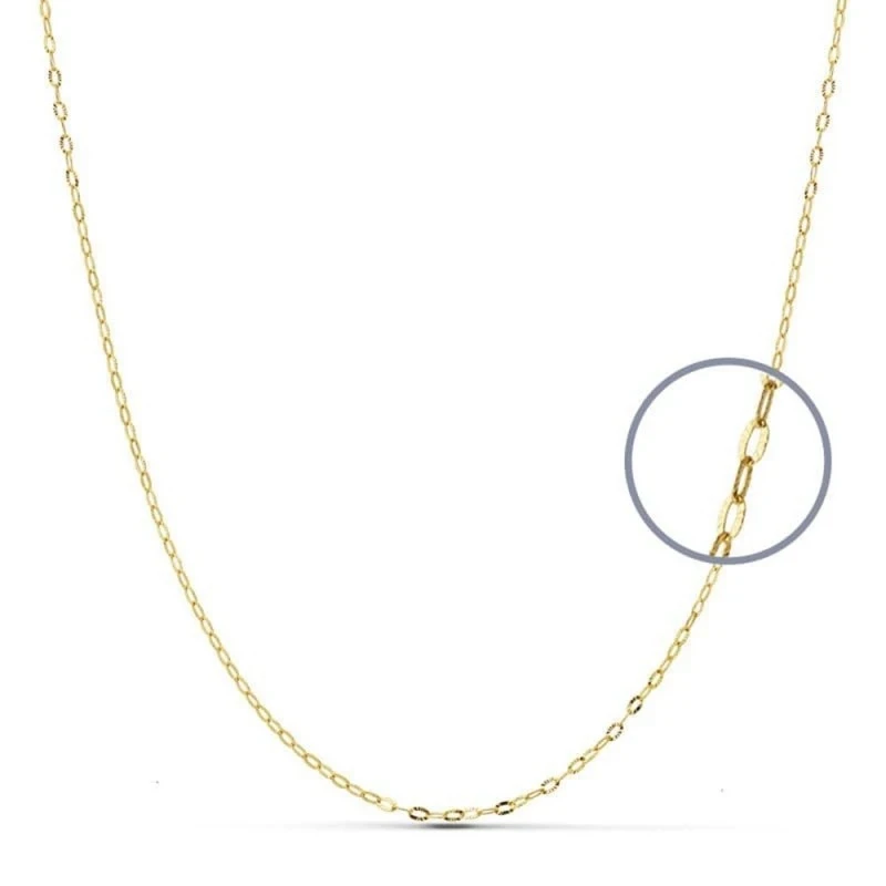 Cadena Oro 18k forzada 40 cm. eslabones tallados ancho 1 mm.
