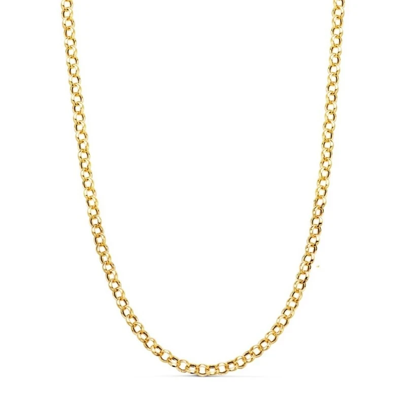 Cadena Oro 18k rolo 50 cm. hueca ancho eslabón 3 mm.