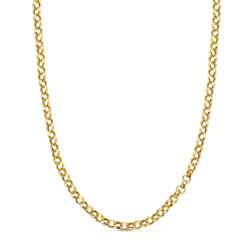 Cadena Oro 18k rolo 45 cm. hueca ancho eslabón 4 mm.
