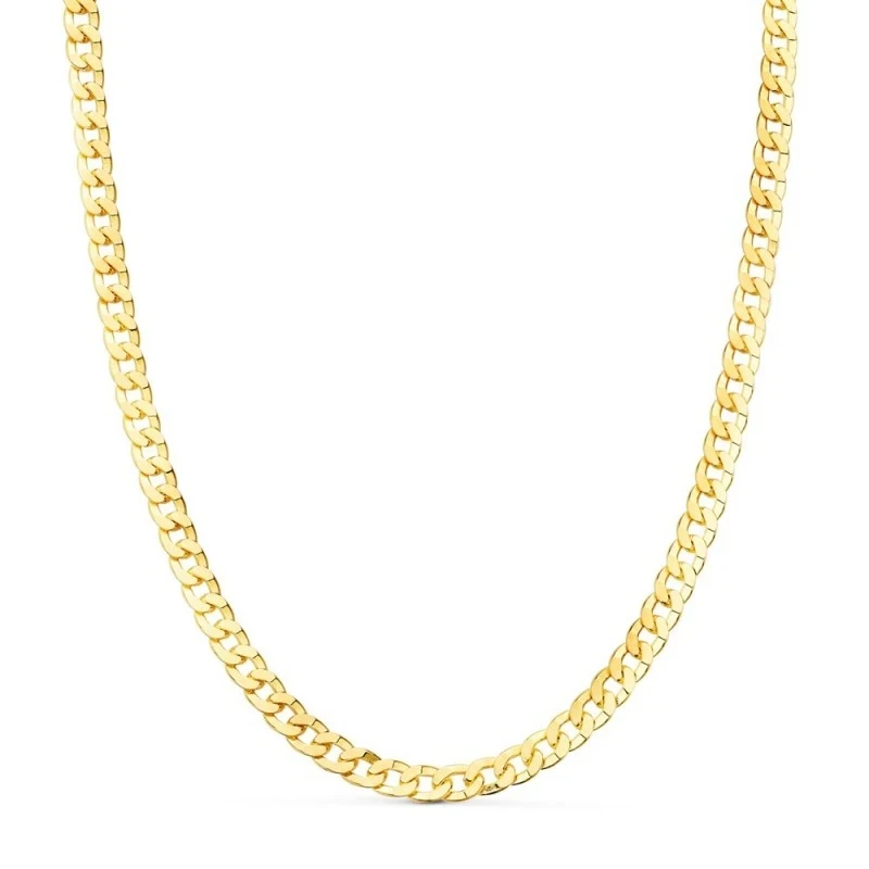 Cadena Oro 18k barbada 60 cm. hueca ancho eslabón 5.3 mm.