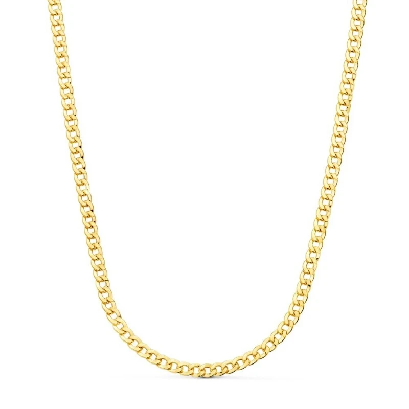 Cadena Oro 18k barbada 60 cm. hueca ancho eslabón 4.7 mm.