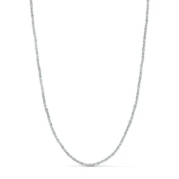 Cadena Oro Blanco 18k forzada 50 cm. maciza tallada ancho eslabón 1.8