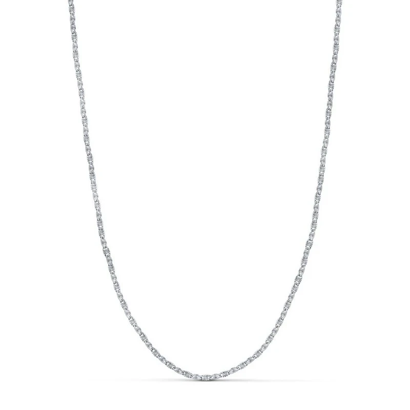 Cadena Oro Blanco 18k forzada 50 cm. maciza tallada ancho eslabón 1.8