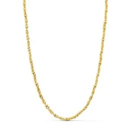 Cadena Oro 18k maciza 50 cm. detalle bolas brillo ancho eslabón 2.7 m