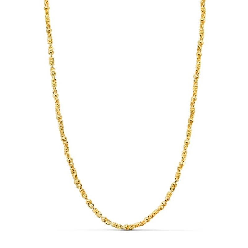 Cadena Oro 18k maciza 50 cm. detalle bolas brillo ancho eslabón 2.7 m