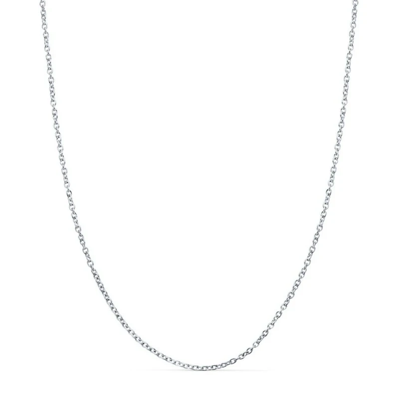 Cadena Oro Blanco 18k forzada 45 cm. maciza ancho eslabón 1 mm.