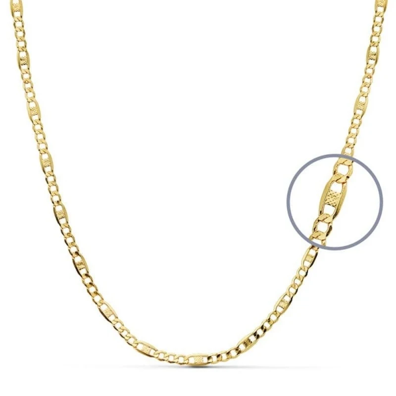 Cadena Oro 18k alternada 60 cm. hueca eslabón 3x1 ancho 2.5 mm.