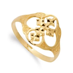 Cruz Canjáyar Sortija Oro 18k mujer calada ancho cabeza 13 mm.