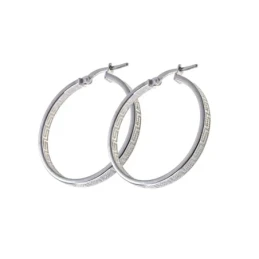 Aros Pendientes Plata Ley 925m mujer 25 mm. ancho 3 mm. detalle greca