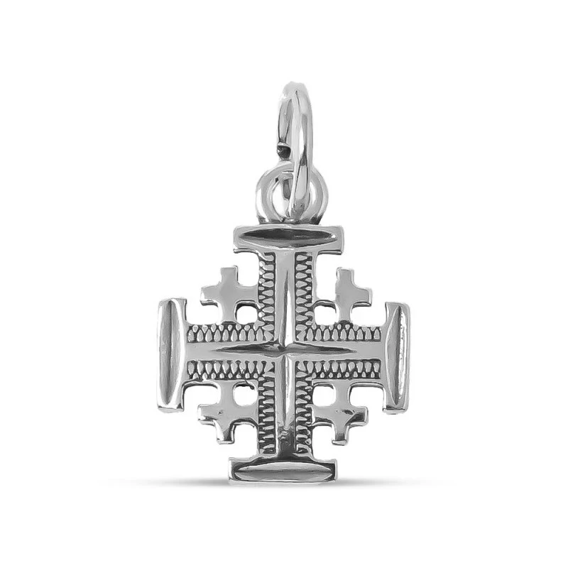 Cruz Jerusalén Colgante Plata Ley 925m maciza 18 mm. trasera detalle