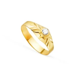 Solitario Oro 18k bebé circonita redonda centro cabeza 2.5 mm.