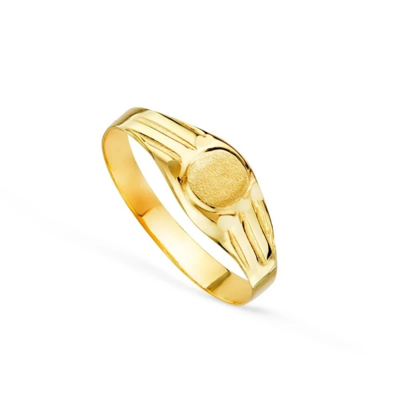 Sello Oro 18k bebé hueco cabeza redonda zona grabado 4 x 4 mm. detall