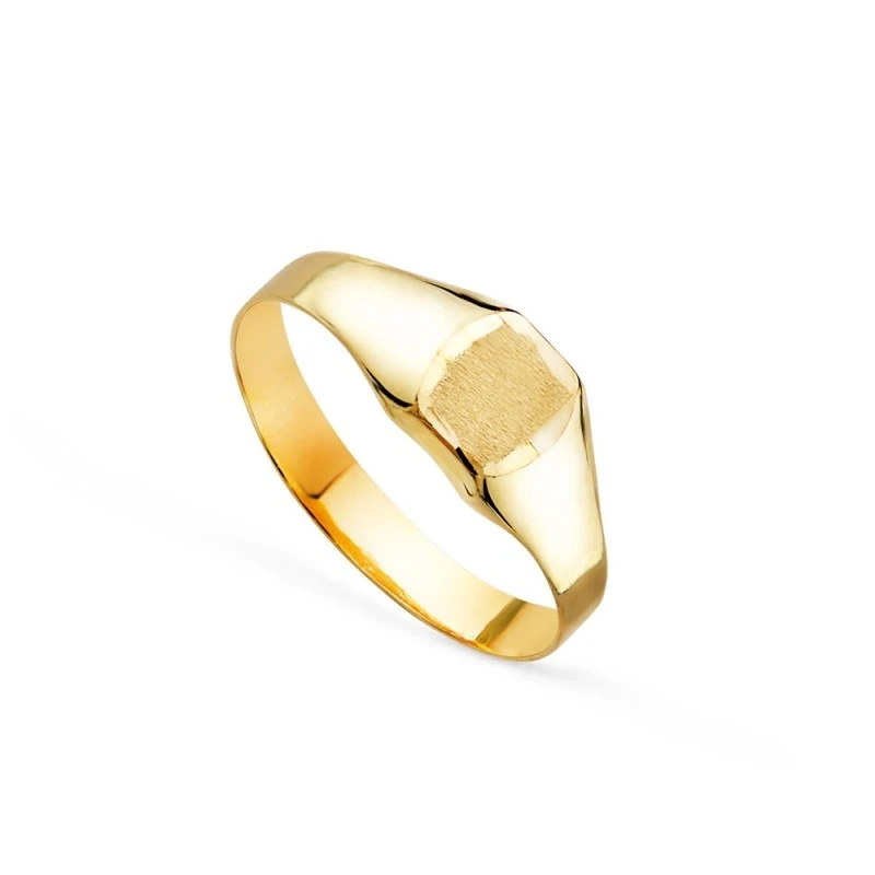 Sello Oro 18k bebé hueco cabeza rectangular zona grabado 4.5 x 3.5 mm