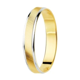 Alianza Oro Bicolor 9k ancho 3.5 mm. detalle estrías bordes lisos. Gr