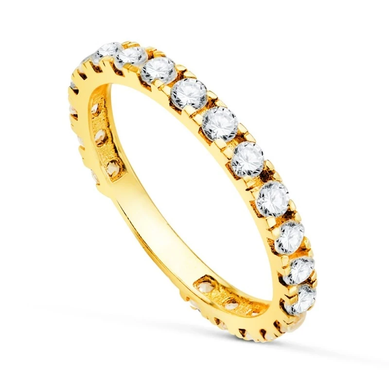 Alianza Oro 18k circonitas garras ancho 2.5 mm.