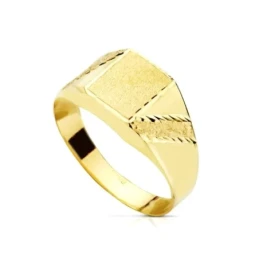 Sello Oro 18k Primera Comunión niño hueco laterales tallados cabeza.
