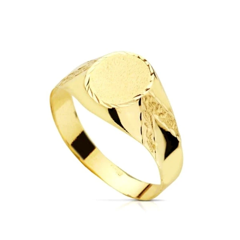 Sello Oro 18k Primera Comunión niño hueco ovalado tallado. Grabación