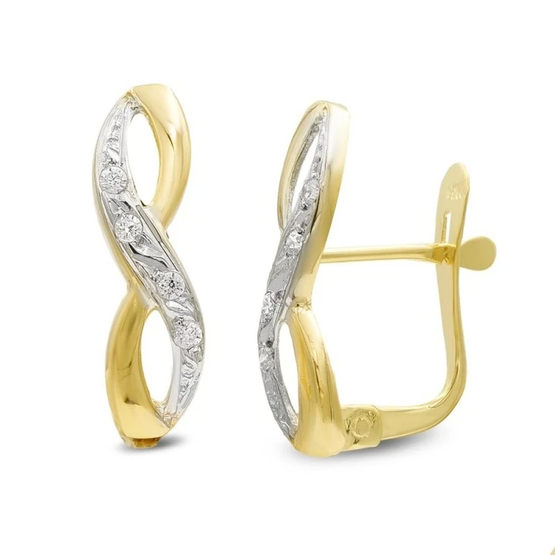Pendientes Oro Bicolor 18k Primera Comunión niña 17 mm. forma símbolo