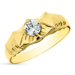 Solitario Oro 18k Primera Comunión macizo circonita centro 4.5 mm. an