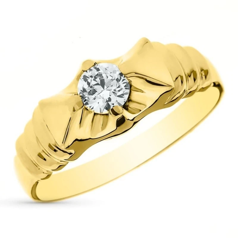 Solitario Oro 18k Primera Comunión macizo circonita centro 4.5 mm. an