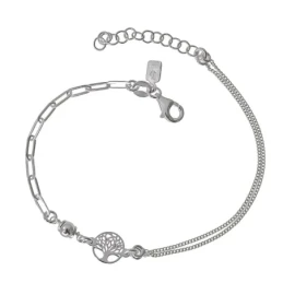 Pulsera Plata Ley 925m cadena 17 cm. forzada 2.5 mm. combinada barbad