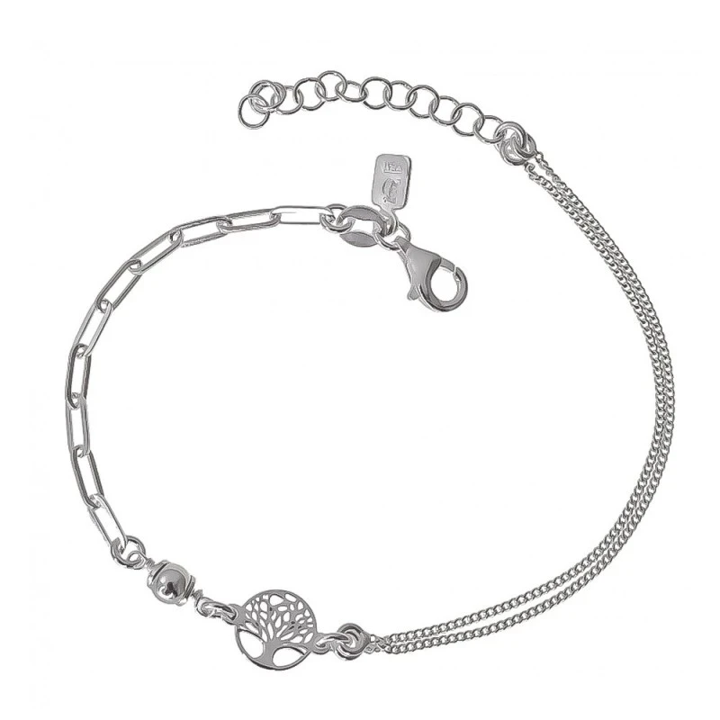Pulsera Plata Ley 925m cadena 17 cm. forzada 2.5 mm. combinada barbad