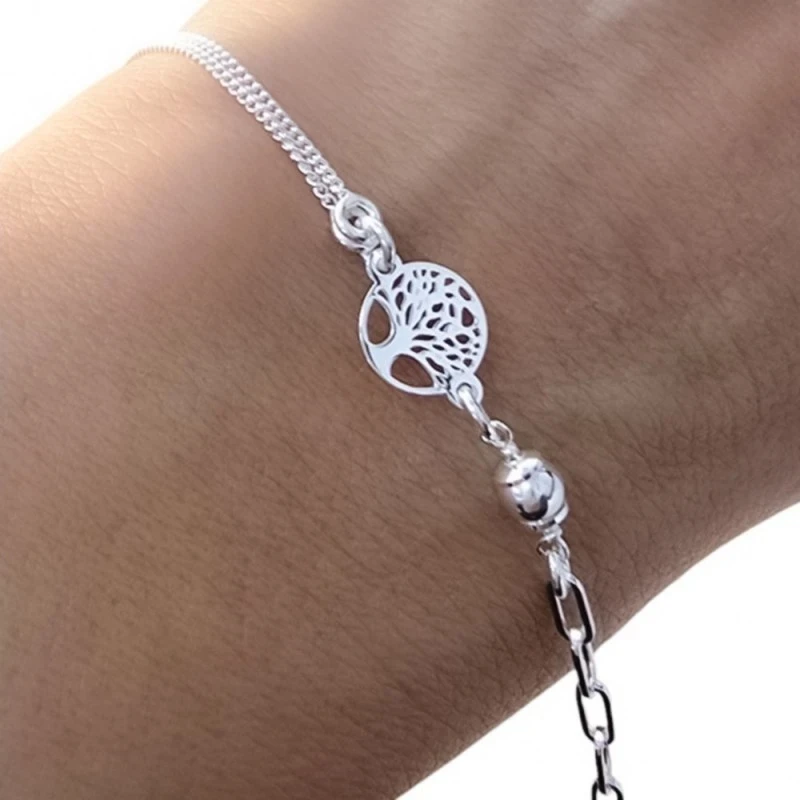 Pulsera Plata Ley 925m cadena 17 cm. forzada 2.5 mm. combinada barbad