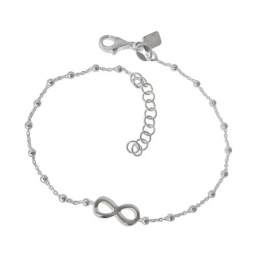 Pulsera Plata Ley 925m cadena 17 cm. bolas 2 mm. infinito 10 mm.