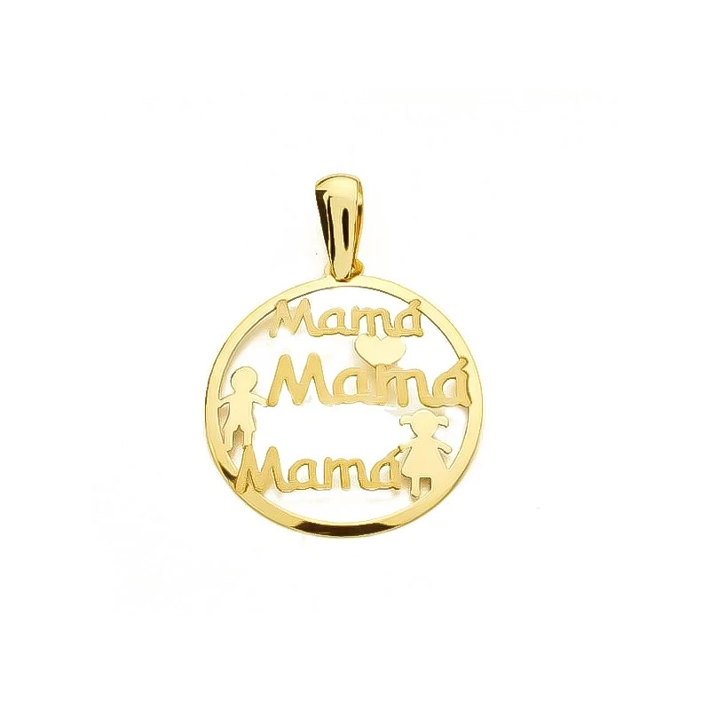 Colgante Oro 9k MAMÁ 20 mm. calado figura niño niña