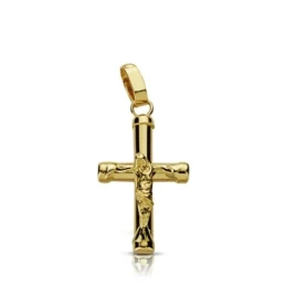 Cruz crucifijo oro 9k 17mm. lisa chatones [AA7487]
