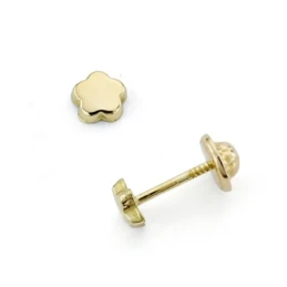 Pendientes oro 18k bebé flor 4mm. cierre tornillo [7491]