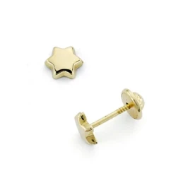 Pendientes oro 18k estrella 4mm. cierre tornillo [7492]