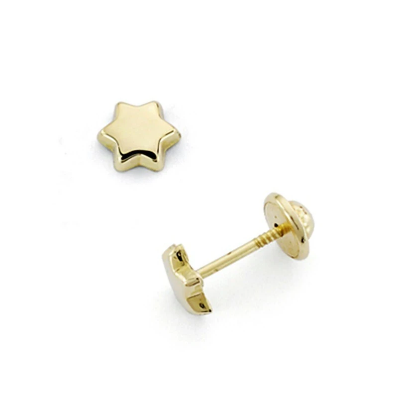 Pendientes oro 18k estrella 4mm. cierre tornillo [7492]