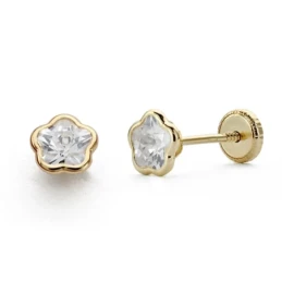 Pendientes oro 18k flor circonita [AA0251]