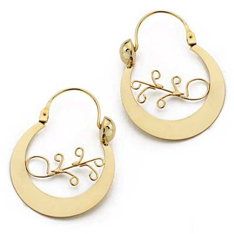 Pendientes oro 9k criollas canaria 24mm. [AA0687]