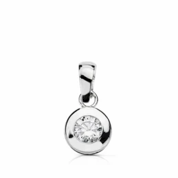 Colgante oro blanco 18k chatón 6.5mm. circonita [AA1826]