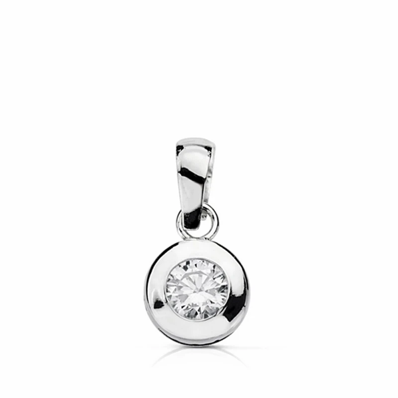 Colgante oro blanco 18k chatón 6.5mm. circonita [AA1826]