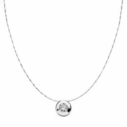 Colgante oro blanco 18k con cadena chatón 8.5mm. circonita  [AA1827]