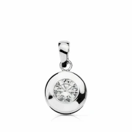 Colgante oro blanco 18k chatón 8.5mm. circonita [AA1828]