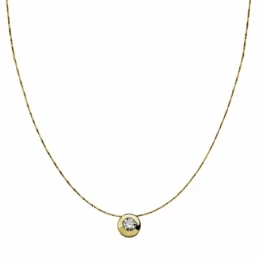 Colgante oro 18k con cadena 6.5mm. chatón circonita [AA1846]