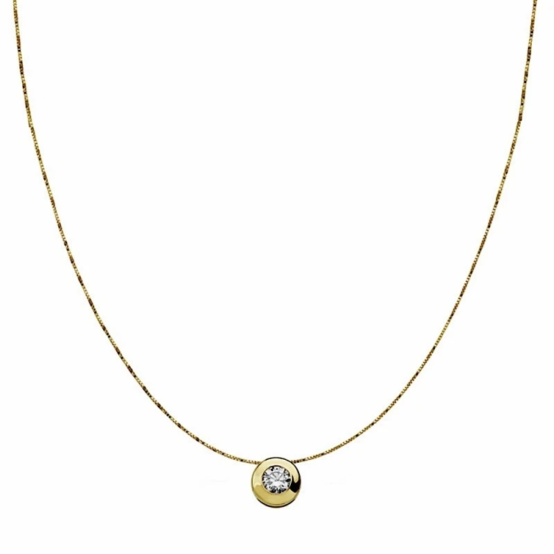 Colgante oro 18k con cadena 6.5mm. chatón circonita [AA1846]